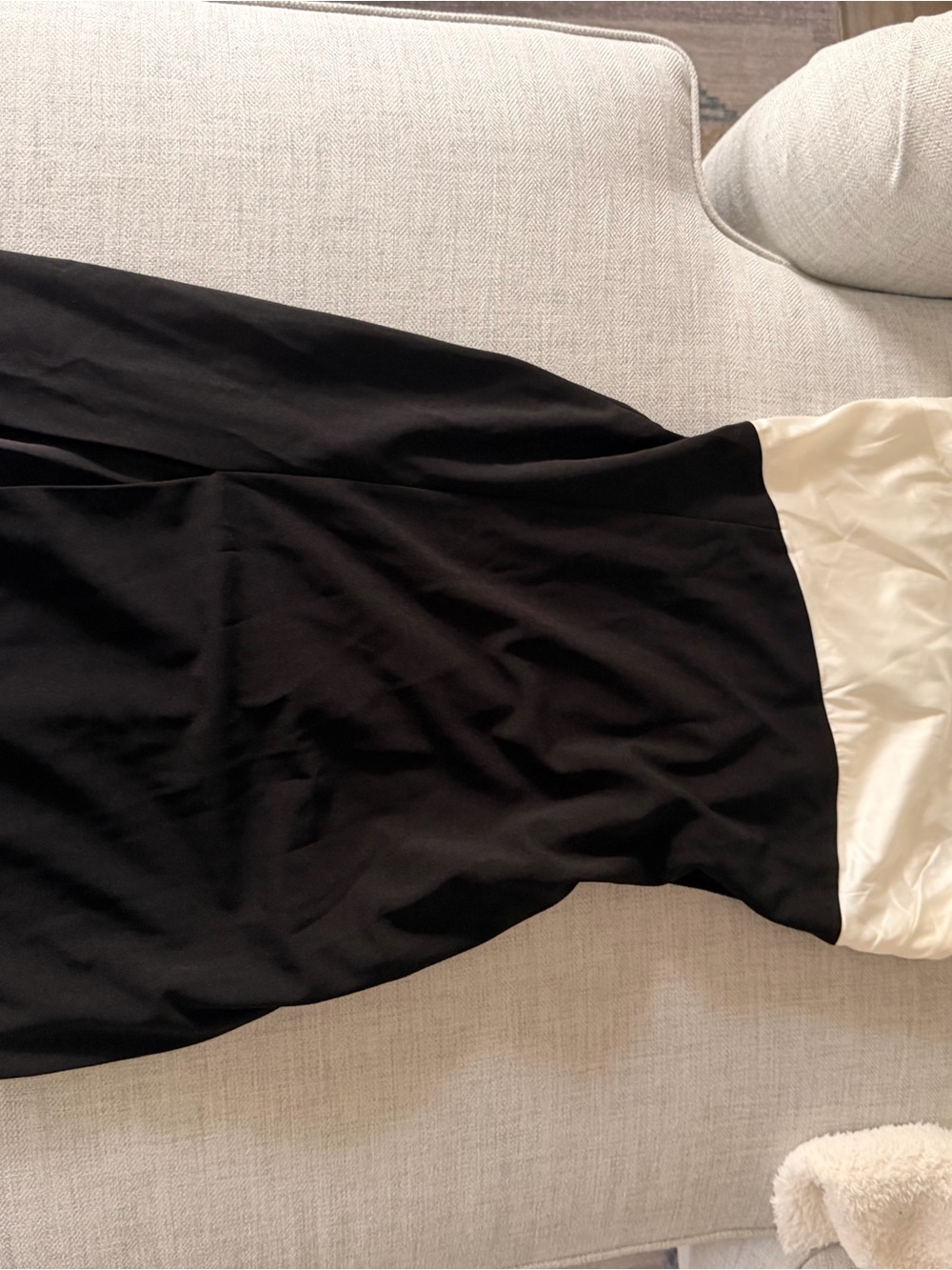 HUNTER BELL Black and Cream Strapless Gown